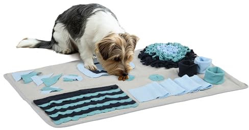 PawHut Schnüffelteppich, Schnüffelmatte für Hunde, Intelligenzspielzeug, Trainingsmatte für langsames Füttern, Samt, Bunt