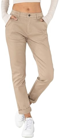 Nina Carter J250 - Pantalones chinos para mujer, cómodos, de cintura media, ajustados, elásticos, de algodón, para uso diario, para el tiempo libre, M delgado