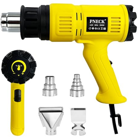 PNECK Heat Gun 2000W, 140°F-1202°F Variable Temperature with 2 Speeds, Fast Heating Heavy Duty Hot Air Gun Kit with 4 Nozzles for Crafts, Shrinking PVC, Stripping Paint