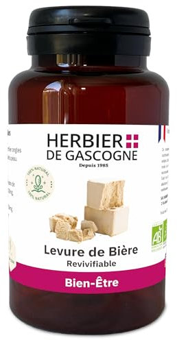 Levure de bière revivifiable BIO | 200 gélules | Bien-Être & Beauté | 320 mg dosage 100% naturel sans additif et non comprimé | L'HERBIER DE GASCOGNE | Herboriste depuis 1985