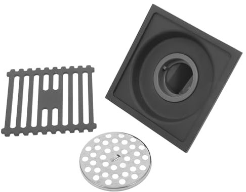 HOUDERCO Scarico Doccia Quadrato Acciaio Inossidabile Con Flangia e Anti-overflow Drainer Per Pavimenti Piastrelle Scuro Design Moderno e Soluzione Efficiente Per Bagno e Cucina