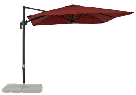 GOPLUS Parasol de Jardin Exterieur, Parasol Déporté avec 5 Inclinaisons Réglables, Rotation à 360°, 8 Baleines, Protection Solaire, 2,5 M Parasol Inclinable pour Balcon Patio Marché (Rouge)