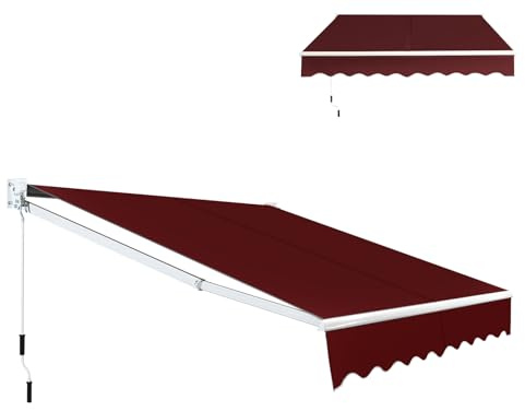 HOMASIS Tenda da Sole a Bracci Estensibili, Tenda Parasole con Protezione UV, Tenda da Balcone con Manovella, Angolo Regolabile da 40-100°, per Giardino e Terrazza (Bordeaux, 250x295cm)