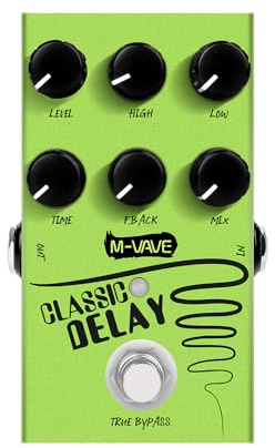 M-VAVE CLASSIC DELAY Pedal de retardo analógico, estilo vintage, retardo analógico cálido de 600 ms, alimentación dual (9 V/USB), True Bypass para guitarra/teclado