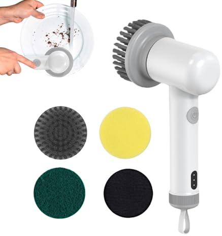 Pulitore Elettrico Multifunzione per Superfici Dispositivo Di Pulizia Potente con Spazzole, Macchina Ricaricabile Testine Intercambiabili Uso Domestico Donne Uomini