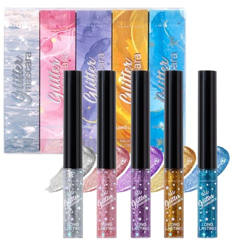 Mascara Iridescent - Volume Multiplicateur Effet Faux Cils Courbés,Maquillage des Yeux Longue Tenue Résistant aux Frottements, Apprêt Cils pour Mariage, Fêtes et Cosplay Ado