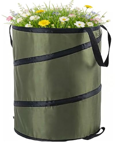 Sac à déchets de jardin et de camping, pliable en tissu Oxford pop-up avec poignées, panier réutilisable pour feuilles et jouets, idéal pour le jardinage, la randonnée, le pique-nique, le soin du
