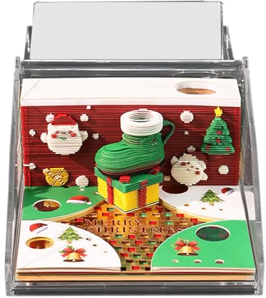 Calendario per orologio da scrivania 3D – Organizzatore di pianificatore di tema natalizio con copertina, calendario decorativo per la pianificazione della routine quotidiana, la gestione di