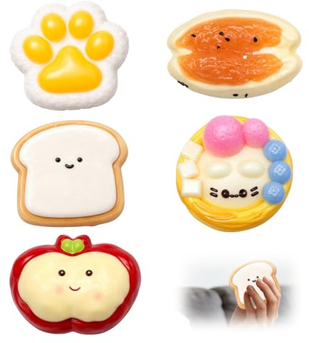 5 Piezas Juguetes Anti Estrés, Figuras Kawaii Suaves, Formas Táctiles Divertidas para Relajación, Regalo Original para Adultos y Amigos, Coleccionables y Decoración de Oficina