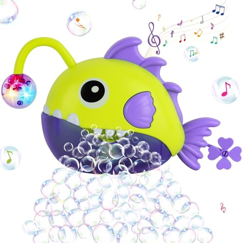Giochi Bagnetto 1 2 3 4 5 Anni, Bolle di Sapone Bambini Giocattoli da Bagno, Giochi Bambini Bubble con Bolle Macchina con Musica,per Regali Compleanno Pasqua Natale