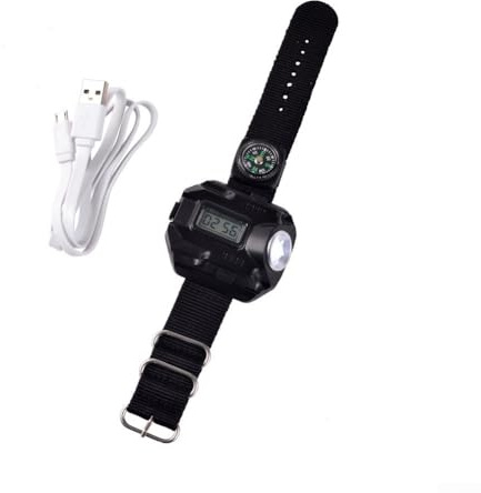 Lámpara de muñeca LED con batería recargable, reloj digital y calendario para uso funcional en deportes al aire libre, trabajo de campo y tareas diarias con poca luz