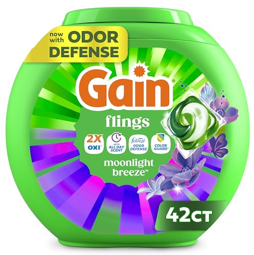 Gain Flings Moonlight Breeze Scent with Oxi Boost and Febreze Freshness Laundry Detergent Pacs 42ct