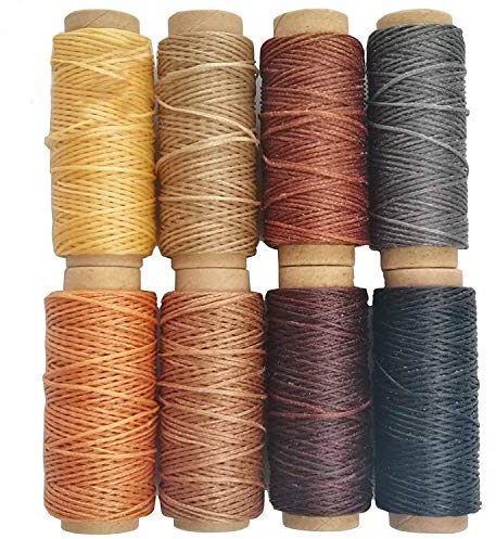 JANYUN 264 Yards 150D Leather Sewing Waxed Thread Cord for Leather Craft DIY 1mm Diameter 8 Colors Sewing Thread Cord,Each of 33 Yards (Color A)
