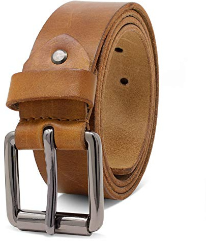 ROYALZ 'Richmond' Ledergürtel Herren aus robusten 4mm Büffel-Leder, Vintage Jeans-Herren-Gürtel mit Dornenschließe Voll-Leder 38 mm, Farbe:Braun, Größe:Bundweite 115 cm = Gesamtlänge 130 cm