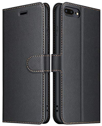 ELESNOW Coque pour iPhone 7 Plus/iPhone 8 Plus, Premium Portefeuille Étui Housse en Cuir Compatible avec Apple iPhone 7 Plus/iPhone 8 Plus (Noir)