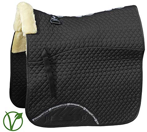 Rhinegold Luxe Selle de Dressage en Fourrure, Mixte, Noir/Naturel, Poney