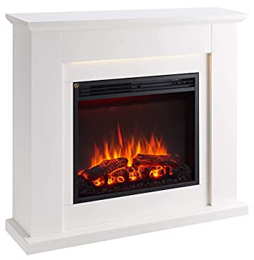 FLAMME Mardella Fireplace with 40 surround with 2kW Fireplace Heater White Multiple Colours Available