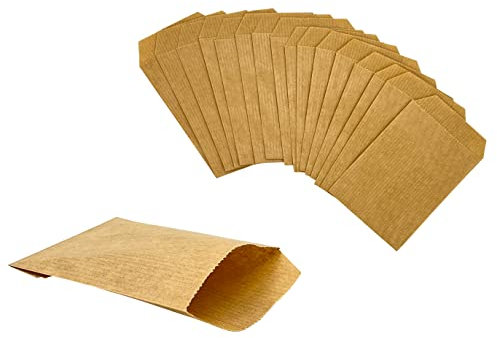 PAKNOR® 100stk Papiertüten Braun klein - 7 x 12 cm, ideal für Freudentränen & Adventskalender zum befüllen, Mini Kraftpapiertüten zum basteln für Hochzeit, Weihnachten, Blumensamen als Geschenktüte