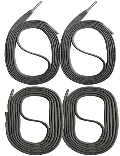SNORS 2 par vaxade skosnören, runda och platta, 18 färger, 45–150 cm – slitstarka, stabila, skoband i bomull för affärer, läderskor, stövlar, GRÅ, 110cm FLACH 5mm