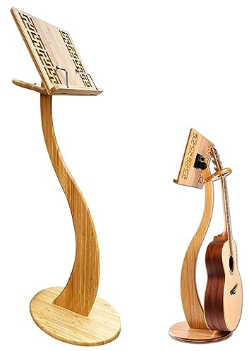 WORDFUN Pupitre De Guitare Violon Pupitre, Support De Partitions De Musique en Bambou, Pupitre en Bois pour Orchestre, Pupitre De Musique, Pupitre De Violon, pour Partitions Et Support De Bureau