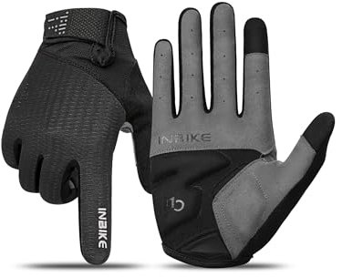 INBIKE Fahrradhandschuhe MTB Moutainbike Handschuhe Langfinger Herren Touchscreen rutschfest Stoßfest Elastisch Reflektierend Atmungsaktiv Radsport Multifunkton IHC406 Schwarz M
