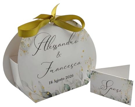 24 Scatole Confetti Matrimonio Personalizzate | Kit Bomboniere Matrimonio Fai da Te con Bigliettini Confetti Personalizzati | Scatoline Portaconfetti per Nozze Promessa e Anniversario(TunnaM11)