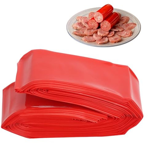 Tissting Sausage Casing Inedible 20m x 45mm Plastic Sausage Case High Temperature Resistant Hot Dog Maker for Flavorous Homemade Sausages Snack Sticks Stuffer