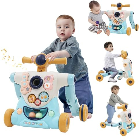 Baby Walker First Step Weight Gain Design Push Along Walker Toy with Shapes Sounds Music Activity Center Sit to Stand Learning Suitable for Toddler Boys & Girls