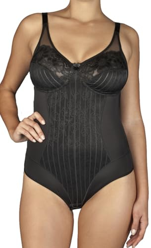 Selente My Secret - Body moldeador para mujer, sin aros y copas sin acolchado, gran selección de tallas (copa B y copa C) con red de lavado exclusiva, Encaje Negro, 100C
