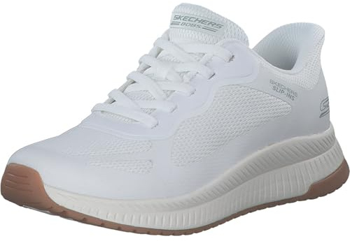 Skechers Women's Bobs Squad 4 Staple Look Slip-On Sneakers, White Mesh, 8 UK