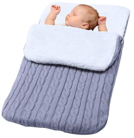 WIYETY Pucksack Baby für Winter, Universeller Fußsack für Kinderwagen, Neugeborene Winterschlafsack, Babyschlafsack, Warm Weicher Wickeldecke für 0-6 Monate Jungen Mädchen (68x38cm, Grau)