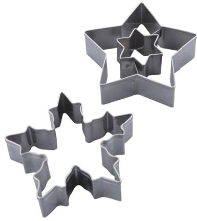 Dr. Oetker Ausstecher Set Linzer Schneeflocke & Stern – 2-teilig, Perfekt für Weihnachtskekse, aus hochwertigem Edelstahl, rostfrei, spülmaschinengeeignet, Silber