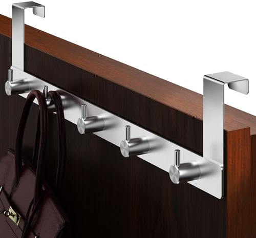 Menz Türgarderobe zum Einhängen - Edelstahl Tür-Garderobe mit Türhaken in klassischer Ausführung, funktionale Kleiderhaken Tür, stabile Türhakenleiste zum Einhängen