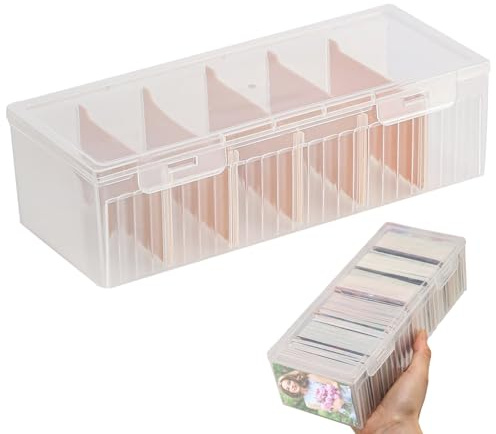 LdawyDE Caja para Tarjetas, 24 x 10 x 7 cm Caja Cartas- Organizador Transparente con Separadores Ajustables, Tarjetas de Visita con un Máximo de 700 Hojas Almacenadas (Naranja)