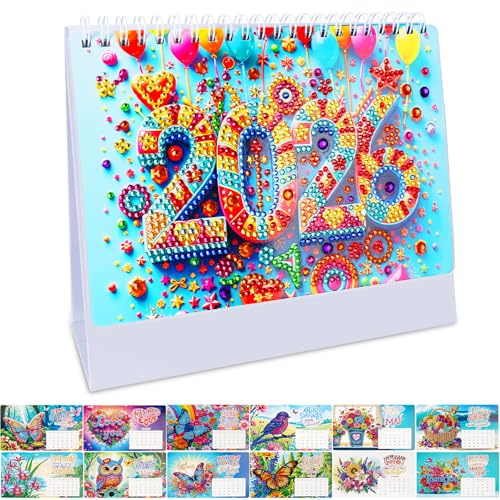 Diamond Painting Calendario 2026, Advent Calendario da Tavolo 2026 con Diamanti da Apporre, Diamond Painting Natale, Calendario da Scrivania Fai da Te per Natale, Regalo di Natale