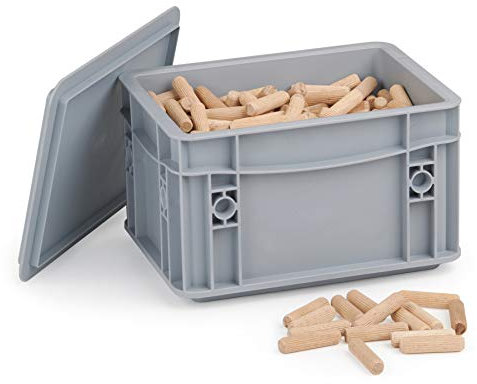 Holzdübel 8mm x 40 | 1kg geriffelte Langholzdübel | Riffeldübel aus Massiver Buche | Lieferung in WFix Systembox | Ideal für Meisterdübler