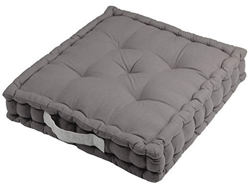 Sitzkissen Uni aus Baumwolle (170g/m2) - 45x45x10cm - Bodenkissen, Stuhlkissen, Sitzerhöhung (Grau/Anthrazit)