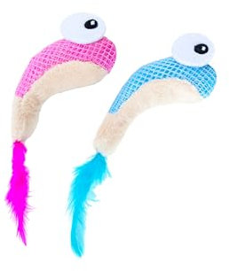 Catstages Dental Shrimpies - Zahnpflege-Kauspielzeug für Katzen - mit Katzenminze - Mehrfarbig - 2 Stück