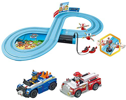 Carrera First Paw Patrol - Slot Car Race Track - Includes 2 Cars: Chase and Marshall - Battery-Powered Beginner Racing Set for Kids Ages 3 Years and Up, Multi