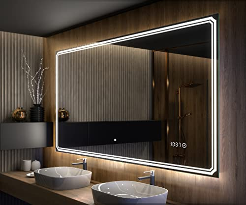 Artforma Miroir de Salle de Bain LED 100x80 cm avec éclairage - Personalizer - sur Mesure - Lumière Illumination - Lumineux Miroir avec Éclairage intégré L136