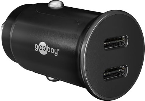Goobay 59705 Dual USB Port Auto Ladegerät USB-C Zigarettenanzünder Power Delivery 12V / 24V Kfz Mini USB Adapter USB Car Charger Schnellladegerät 30W
