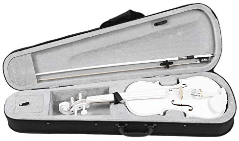 REHOC Fiol 4/4 Full Storlek Violin Set Barn Nybörjare Vit