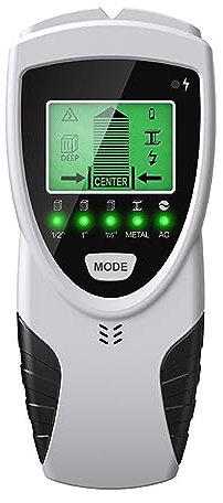 Yolispa Escáner de pared 5 en 1 con pantalla retroiluminada verde, detector de pernos de mano para madera, alambre de CA vivo, pernos de metal