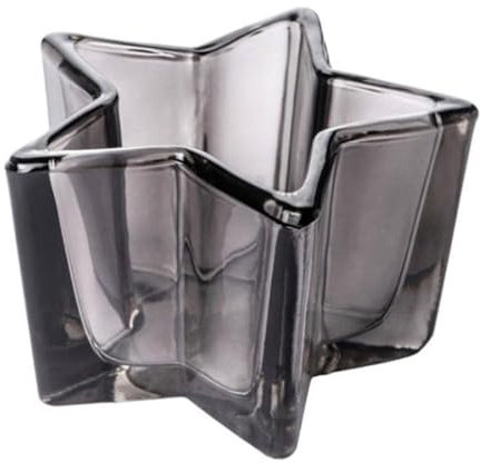 Teelichthalter Star 10,5cm. Teelichtglas Windlicht Kerzenglas Kerzenhalter Stern Sternform Weihnachten Winterdeko dunkelgrau ANTHRAZIT