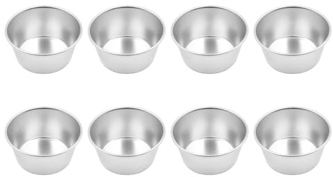 ZONADAH - 8 moldes individuales para pudin, para cupcakes, magdalenas, magdalenas, moldes de aluminio, moldes antiadherentes, 2,6 x 2 x 1,3 pulgadas