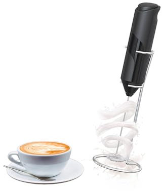 Frullino Montalatte per Creazione di Schiuma Ideale per Cappuccini - Frullino Montalatte Elettrico Portatile e Leggero, in ABS e Acciaio Inox, 25x5cm, 7W