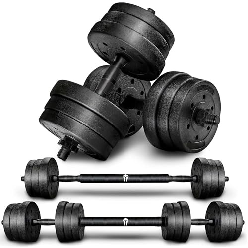 Sparta Adjustable Weights Dumbbell Set, 2-in-1 Barbell Hand Weights for Men & Women, Ideal for Weight Lifting, Bodybuilding, Strength Training, Home Gym Fitness - 20kg & 30kg (20, Kilograms)