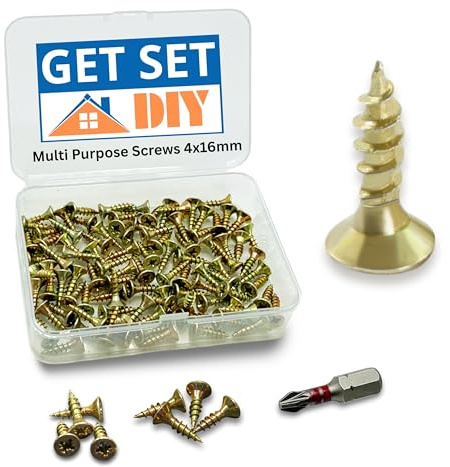 Galvanised Screws 4 x 16mm Screws (100pcs) With Pozi Drill Bit - Multi-Purpose Wood Screws in a Handy Storage Case
