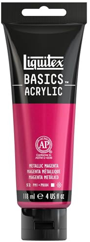 Liquitex Acrílico Basics - Tubo de Pintura Acrílica, Magenta Metálico, 118 ml