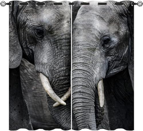 3D Kinderzimmer Verdunkelungsvorhänge Tierelefant,3D-Gedruckte Vorhänge Wohnzimmer Bürovorhänge Energiesparende Geräuschreduzierende Kindergardinen - Vorhang Für Das Esszimmer-6082645593723780
